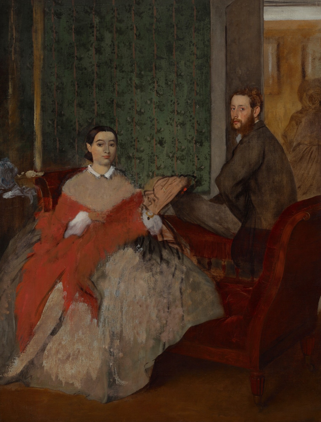Degas, Edmondo and Th&eacute;r&egrave;se Morbilli &mdash; a precise painted portrait of two people
