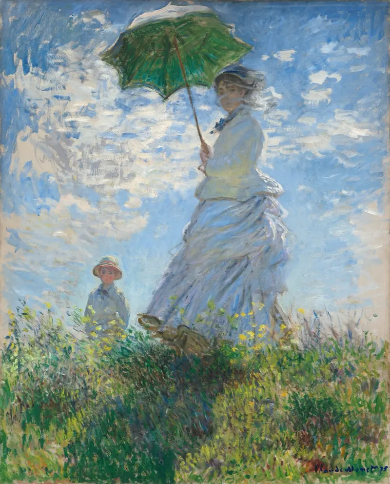 Monet, Woman with a Parasol &mdash; a figure dissolved into light and wind